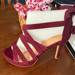 Elegant Burgundy Strappy Heels